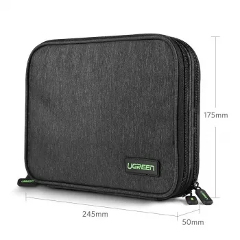 Estojo organizador eletrónico UGREEN para disco HDD SSD telemóvel cabos acessórios 24,5 x 17,5 x 5 cm cinzento (50147 LP149)