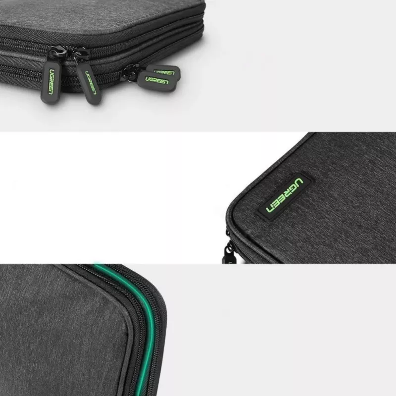 Estojo organizador eletrónico UGREEN para disco HDD SSD telemóvel cabos acessórios 24,5 x 17,5 x 5 cm cinzento (50147 LP149)