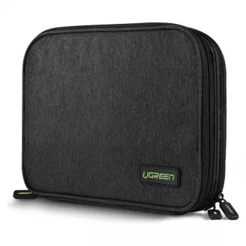 Estojo organizador eletrónico UGREEN para disco HDD SSD telemóvel cabos acessórios 24,5 x 17,5 x 5 cm cinzento (50147 LP149)
