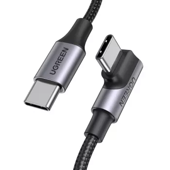 Cabo em ângulo UGREEN USB-C para USB-C US334 5A PD 100W 2m preto