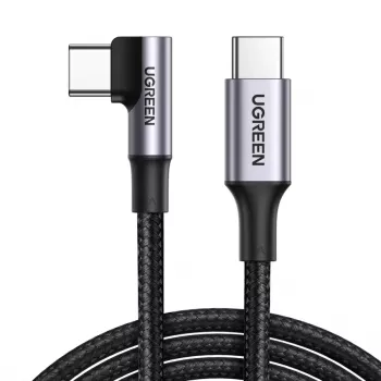 Cabo em ângulo UGREEN USB-C para USB-C US334 5A PD 100W 2m preto