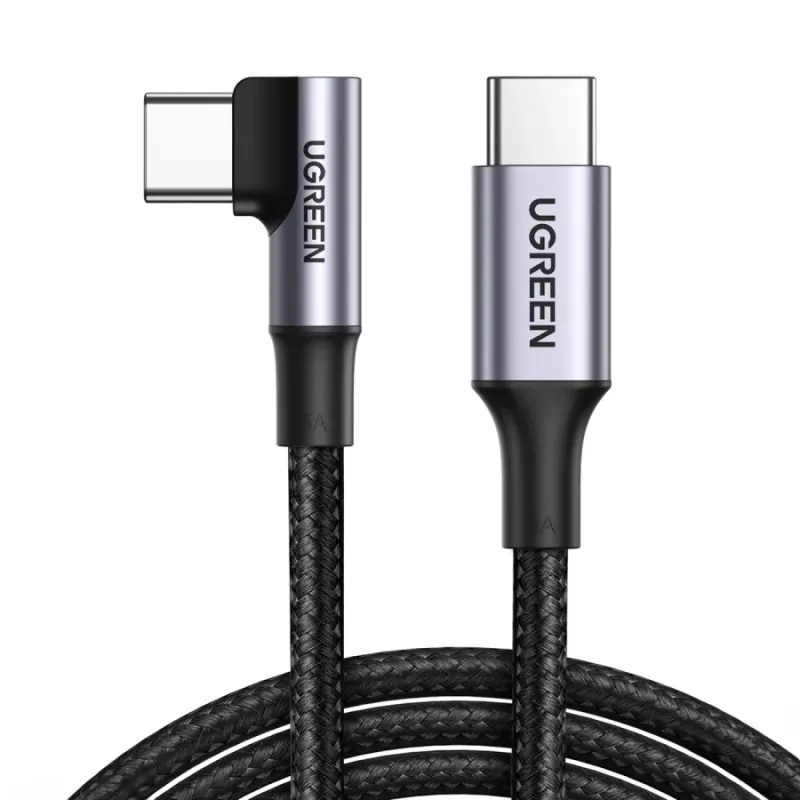 Cabo em ângulo UGREEN USB-C para USB-C US334 5A PD 100W 2m preto