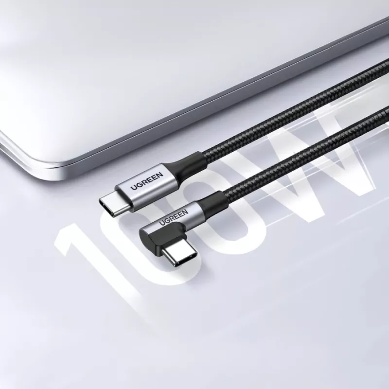 Cabo em ângulo UGREEN USB-C para USB-C US334 5A PD 100W 2m preto