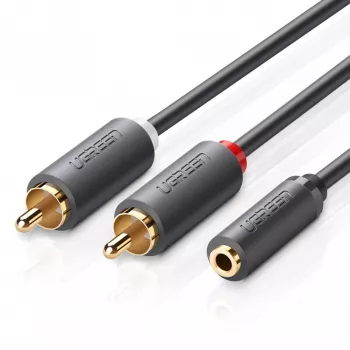 Cabo de áudio UGREEN AV102 2x RCA (Cinch) para 3,5 mm jack 0,25 m preto