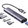 Hub UGREEN 5-em-1 USB-A para 3x USB 3.0 + RJ45 + USB-C (prateado)