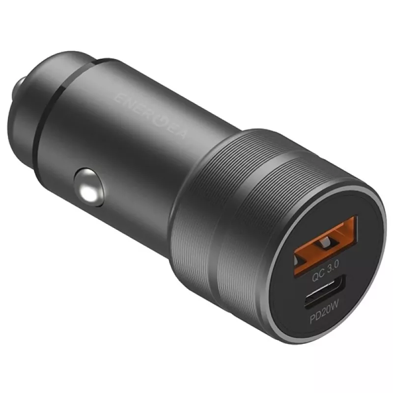 Carregador de automóvel ENERGEA Alu Drive PD20+ 38W 1xUSB-A + 1xUSB-C PD QC3.0 Gunmetal