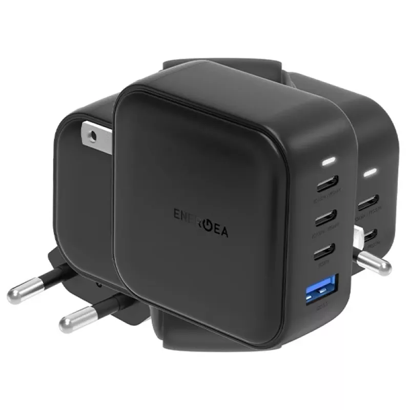 Carregador ENERGEA Travelite GAN100 100W GaN USB-C 3C1A preto US+EU