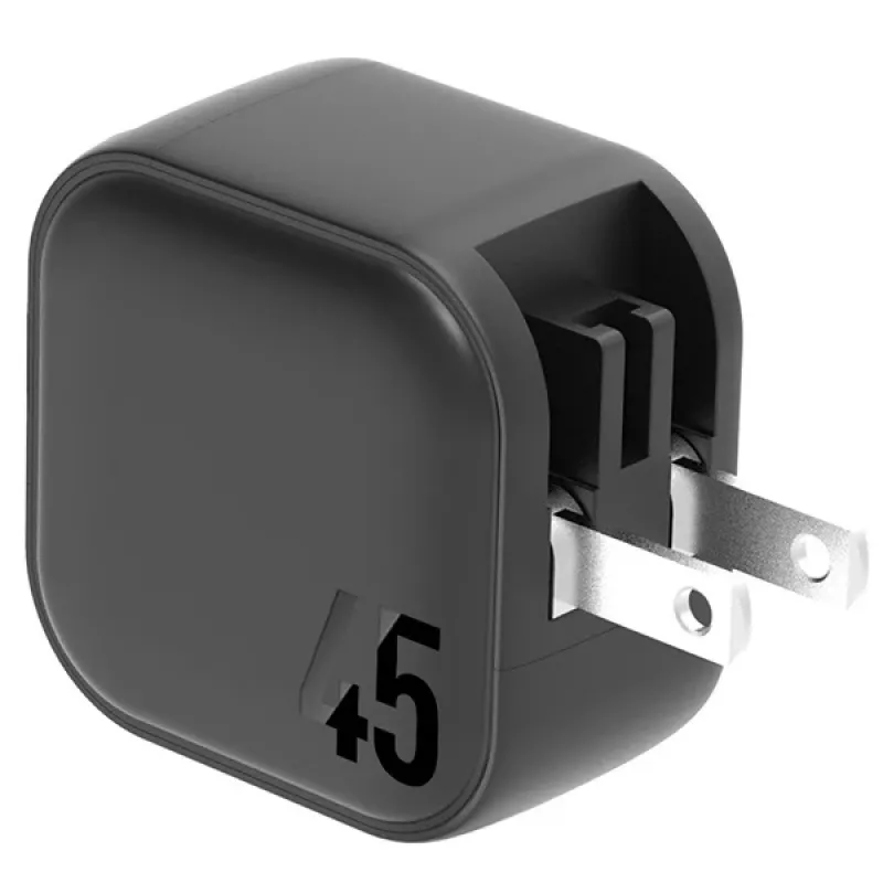 Carregador de viagem ENERGEA Travelite GAN45 45W GaN USB-C de porta dupla com adaptadores US+EU, preto