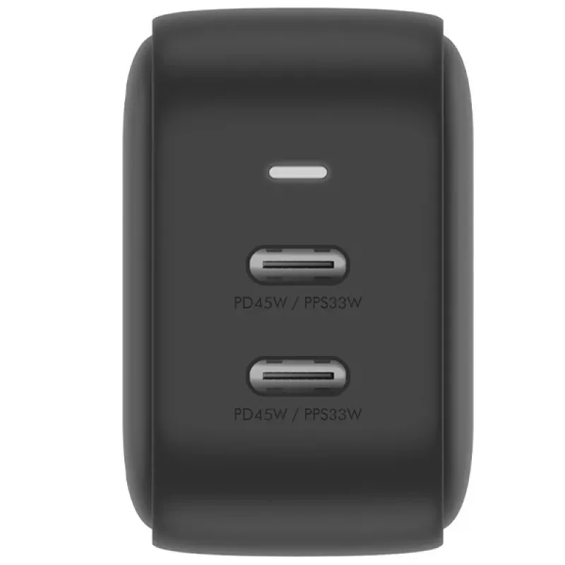 Carregador de viagem ENERGEA Travelite GAN45 45W GaN USB-C de porta dupla com adaptadores US+EU, preto