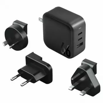 Carregador ENERGEA Travelite GAN66 66W GaN USB-C 2C1A preto US+EU