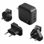 Carregador ENERGEA Travelite GAN66 66W GaN USB-C 2C1A preto US+EU