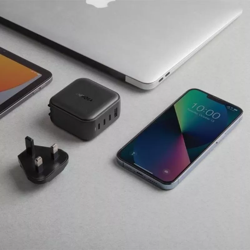 Carregador ENERGEA Travelite GAN66 66W GaN USB-C 2C1A preto US+EU