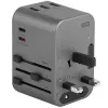 Carregador USB ENERGEA Travelworld 35.5W 3A2C com fichas US/EU/UK/AU, Gunmetal