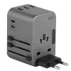 Carregador USB ENERGEA Travelworld 35.5W 3A2C com fichas US/EU/UK/AU, Gunmetal