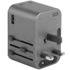 Adaptador ENERGEA Travelworld GaN65W 65W 1xUSB-A 2xUSB-C PD PPS QC 3.0 fichas intercambiáveis US/EU/UK cinzento Gunmetal