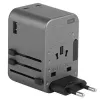 Adaptador ENERGEA Travelworld GaN65W 65W 1xUSB-A 2xUSB-C PD PPS QC 3.0 fichas intercambiáveis US/EU/UK cinzento Gunmetal