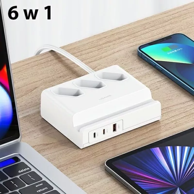 Extensão USB USAMS 65W Super SiFast Charging EU branca CC160TC01 (US-CC160)