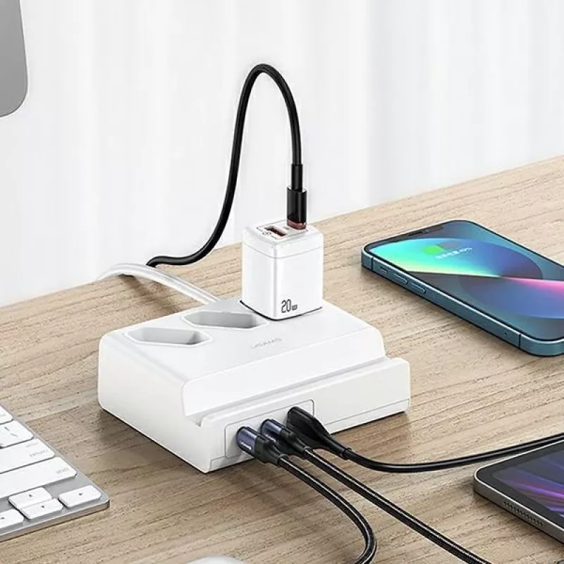 Extensão USB USAMS 65W Super SiFast Charging EU branca CC160TC01 (US-CC160)