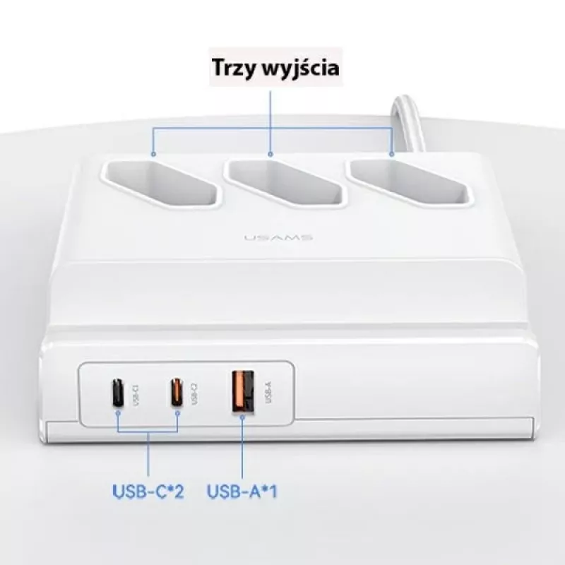 Extensão USB USAMS 65W Super SiFast Charging EU branca CC160TC01 (US-CC160)