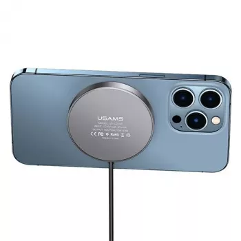 Carregador sem fios magnético USAMS 15W alumínio preto US-CD183
