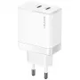 Carregador de parede USAMS T54 GaN 40W 2xUSB-C PD carregamento rápido branco CC172TC02 (US-CC172)