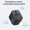 Carregador de viagem universal USAMS T59 20W com 2 portas USB-A e 1 porta USB-C, preto, fichas intercambiáveis US/AU/EU/UK