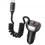 Carregador de automóvel USAMS C37 60W 1xUSB-A + 1xUSB-C PD+QC carregamento rápido com cabo Lightning 30W preto CC193CC01 (US-CC193)
