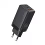 Carregador de parede USAMS Sandru Series 65W GaN 2xUSB-C 1xUSB-A PD3.0 QC3.0 carregamento rápido preto CC180TC01