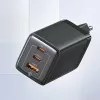 Carregador de parede USAMS Sandru Series 65W GaN 2xUSB-C 1xUSB-A PD3.0 QC3.0 carregamento rápido preto CC180TC01