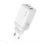 Carregador USAMS Sandru Series CC180TC02 GaN 65W USB-C (branco) - 2xUSB-C + 1xUSB-A, carregamento rápido PD3.0 e QC3.0, ficha EU
