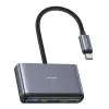 Adaptador hub USB-C 4 em 1 USAMS 2x USB 2.0 / USB 3.0 / USB-C cinzento escuro SJ627HUB01 (US-SJ627)