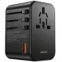 Carregador de viagem universal USAMS 65W 1xUSB-A + 2xUSB-C T62 com fichas intercambiáveis US/AU/EU/UK preto CC199TC01 (US-CC199)