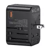 Carregador de viagem universal USAMS 65W 1xUSB-A + 2xUSB-C T62 com fichas intercambiáveis US/AU/EU/UK preto CC199TC01 (US-CC199)