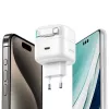 Carregador de parede GaN USB-C USAMS XMF Series CC202TC02 35W com cabo USB-C retrátil, PD+QC, branco