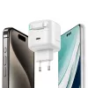 Carregador rápido GaN USAMS XMF Series CC209TC01 35W com cabo USB-C para Lightning retrátil, preto