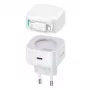Carregador rápido GaN USAMS XMF Series CC209TC02 35W com cabo Lightning retrátil, branco