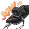 Carregador de automóvel USAMS C41 30W PD carregamento rápido com cabos USB-C e Lightning retráteis preto (US-CC219)