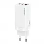 USAMS Carregador rápido GaN 65W MT T33 PD 2xUSB-C + USB-A branco CC110TC02 (US-CC110)