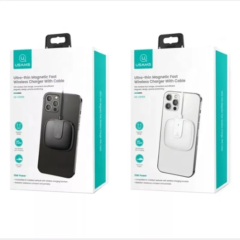USAMS US-CD153 Carregador magnético 15W para iPhone 12/13/14/15 Série - branco