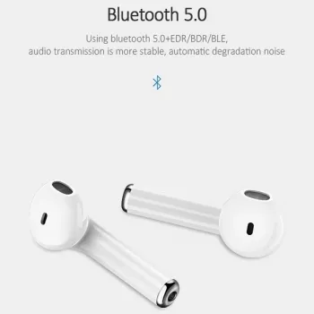 USAMS Série LU Auscultadores True Wireless Stereo Bluetooth 5.0 com estojo de carregamento, branco, BHULU01 (US-LU001)