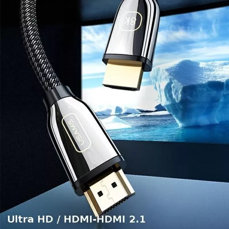 USAMS Cabo HDMI 2.1 3m Ultra HD 8K 48Gbps preto SJ498HD01