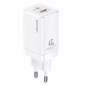 USAMS T41 Carregador rápido GaN 47W USB-C + USB-A (branco) CC137TC02