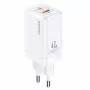 USAMS T41 Carregador rápido GaN 47W USB-C + USB-A (branco) CC137TC02