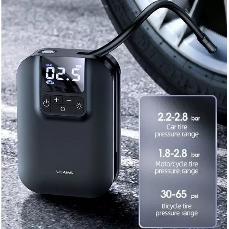 USAMS Bomba mini US-ZB215 Bomba de ar para carro 5000mAh CQBZB21501