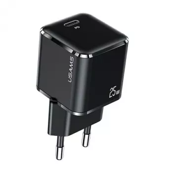 USAMS T42 Carregador rápido mini 25W USB-C PD3.0 (apenas cabeça) preto CC140TC01