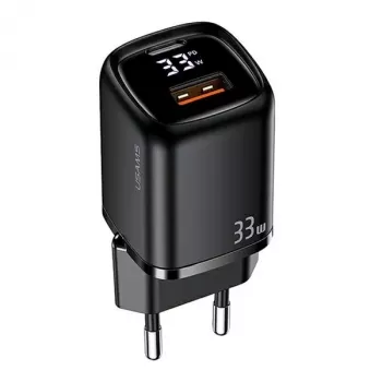 USAMS Carregador rápido USB-C + USB-A 33W PD3.0 QC3.0 preto CC152TC01