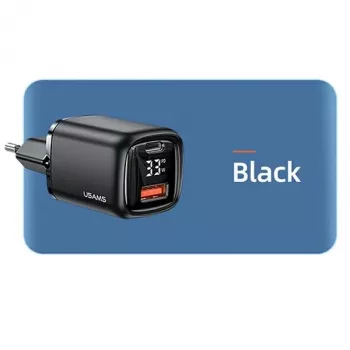 USAMS Carregador rápido USB-C + USB-A 33W PD3.0 QC3.0 preto CC152TC01