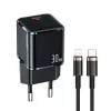 USAMS T45 Carregador rápido 30W PD3.0 USB-C com cabo U63 USB-C para Lightning, preto, UXTZH01