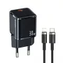 USAMS T45 Carregador rápido 30W PD3.0 USB-C com cabo U63 USB-C para Lightning, preto, UXTZH01
