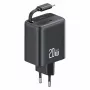 USAMS Série YC Fonte de alimentação GaN 20W USB-C com cabo retrátil, carregamento rápido PD+QC, preto (US-CC233)